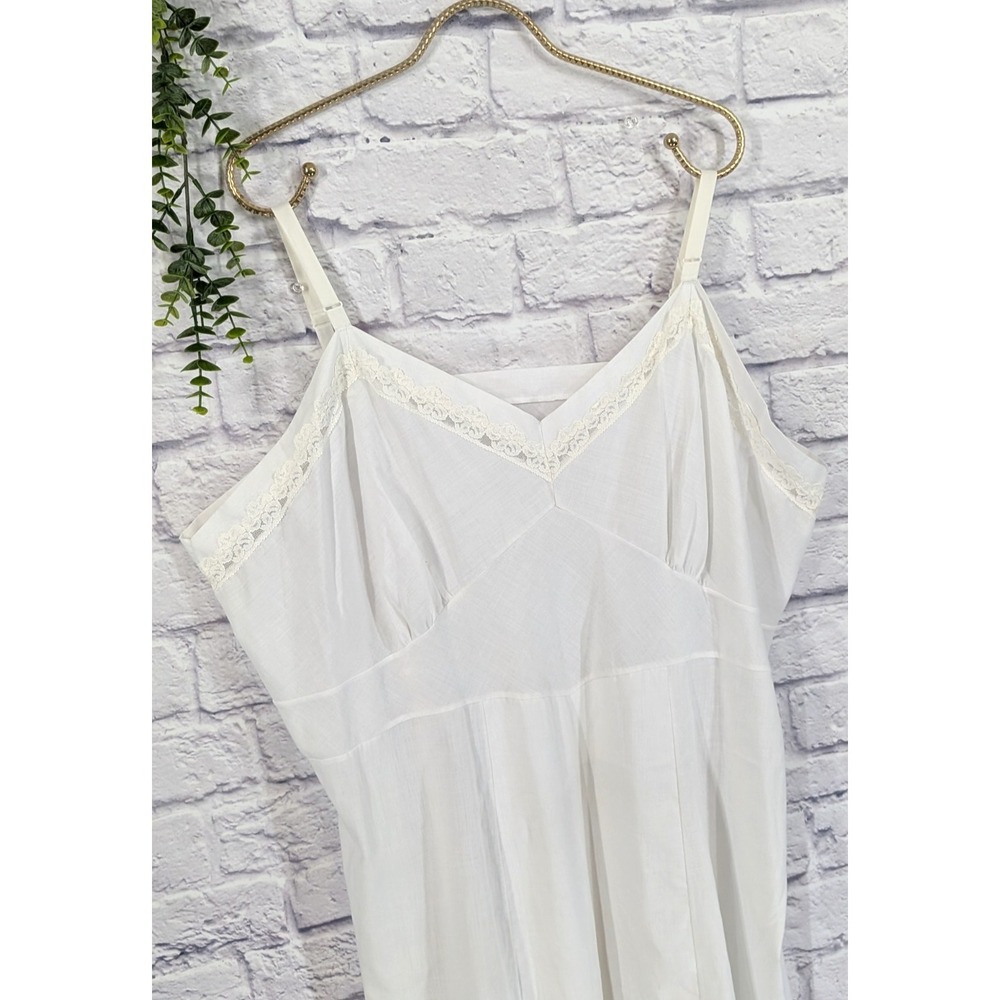 SZ 52! SEMI SHEER!😍Vntg Stoneswear Full Dress Slip Nightgown Poly Cotton Lace